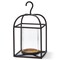 Hanging Metal And Glass Lantern Pillar Candle Holder Small 7.0L x 7.0W x 13H inches Decorative Use Only